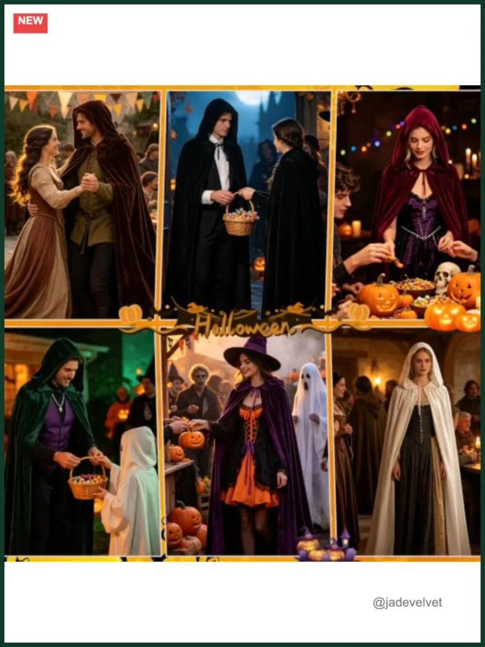 Velvet Hooded Cape Cloak with Hood Gothic Halloween Costume